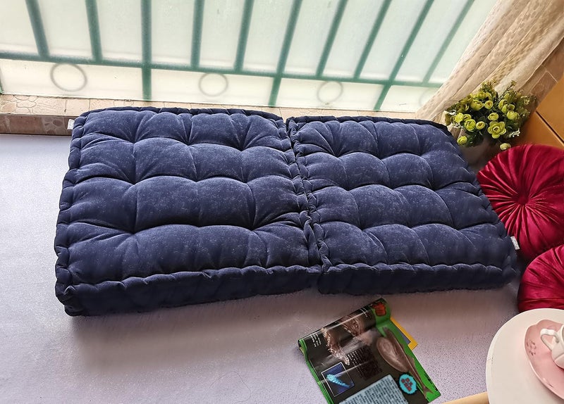 Verpert Floor Pillow 25x25 Inch Square Meditation Cushion Floor Seating for Adults Oversized Tufted seat Cushion Reading Nook for Kids, Yoga Meditation Pillow for Sitting on Floor (Navy) - Image 3